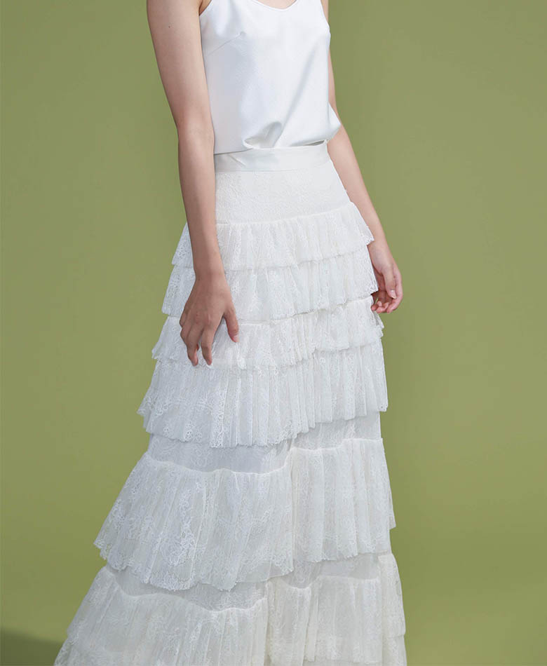 【SALE】レースティアードスカート